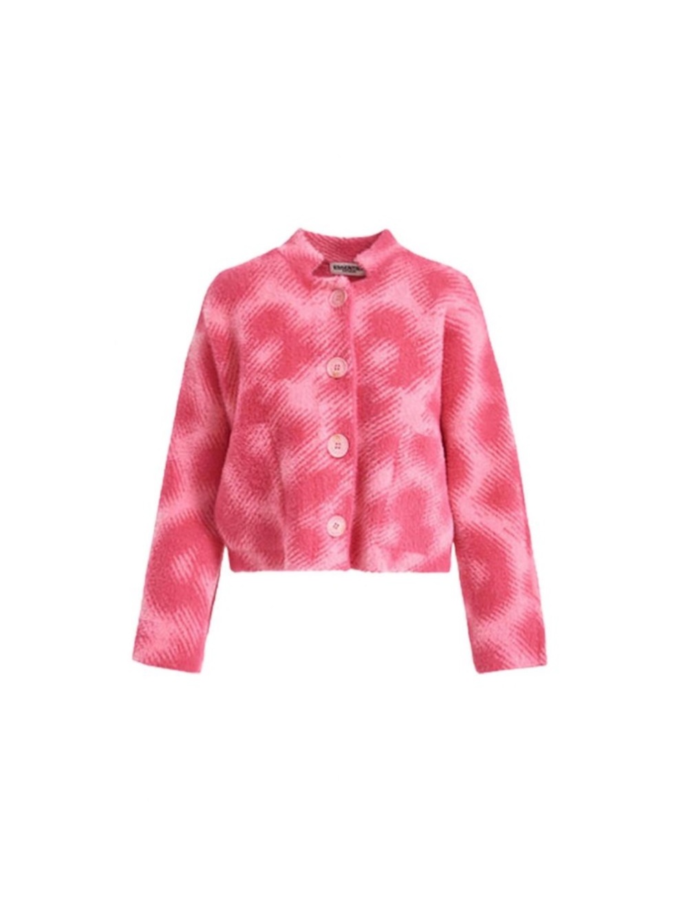 Essentiel Pink Plaid Teddy Jacket - Button-Front Cozy Coat